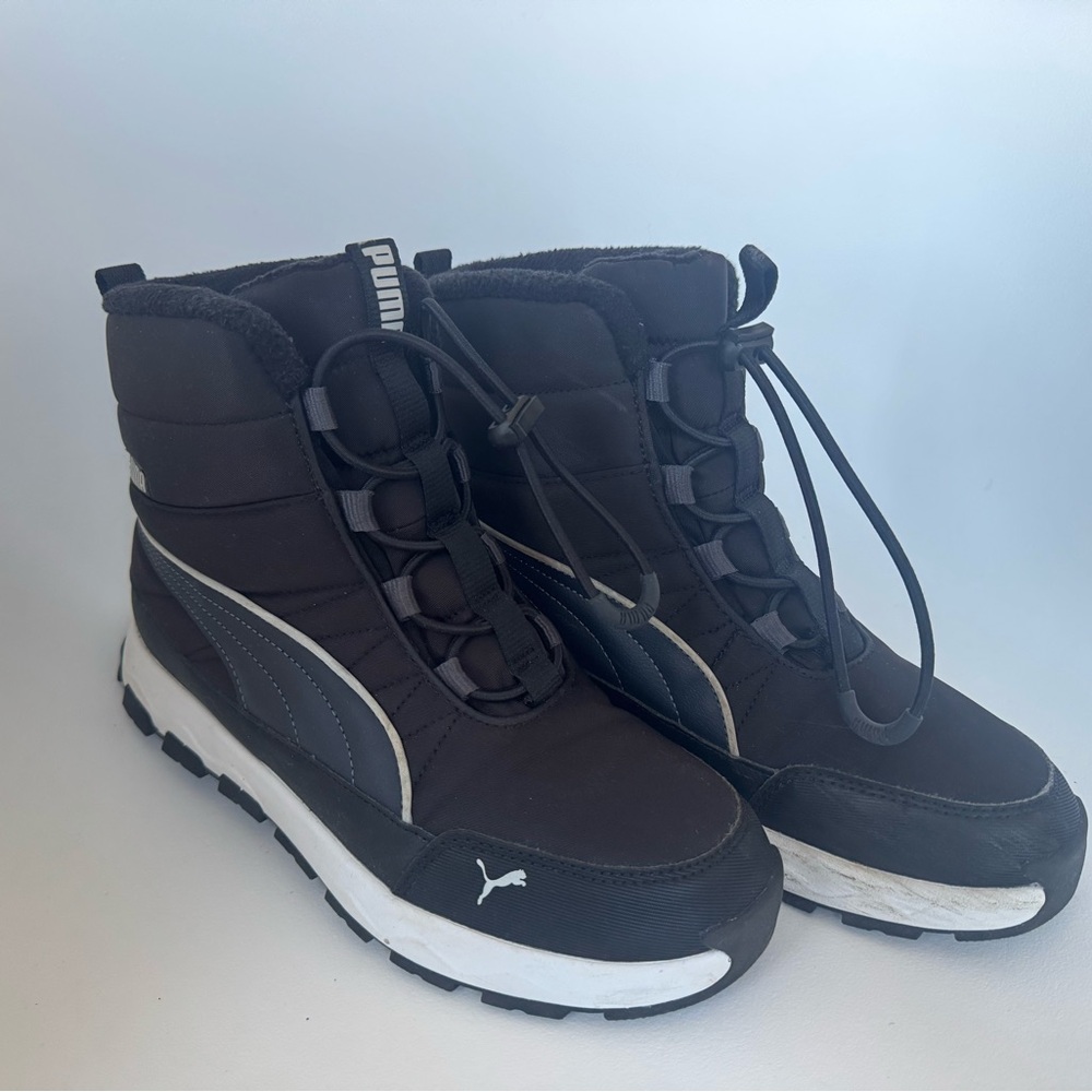 Puma Evolve Snow Boots Youth Black Winter Boots, Snow Sneakers Y7